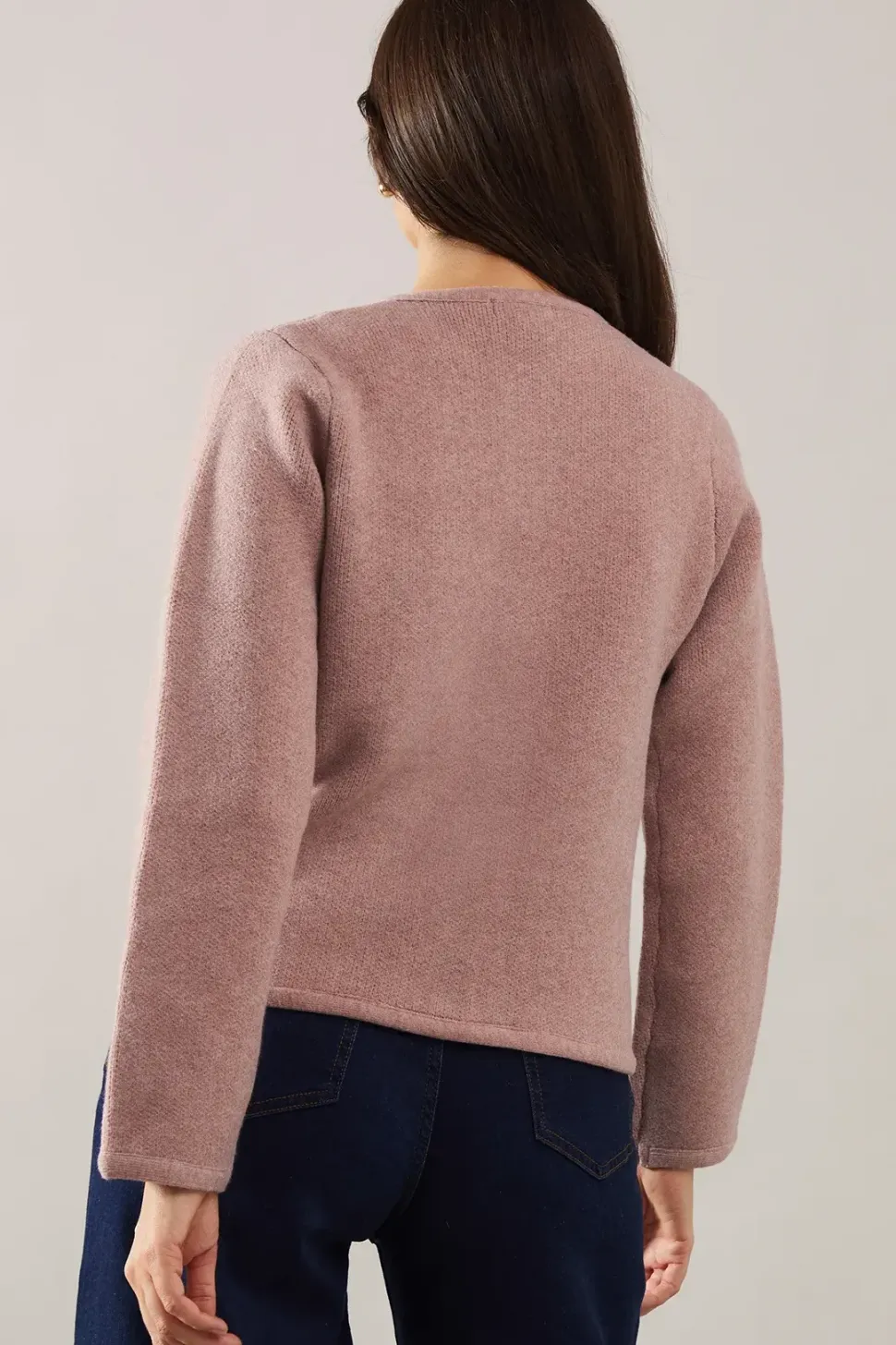 Melange pocket detail button down knitted jacket