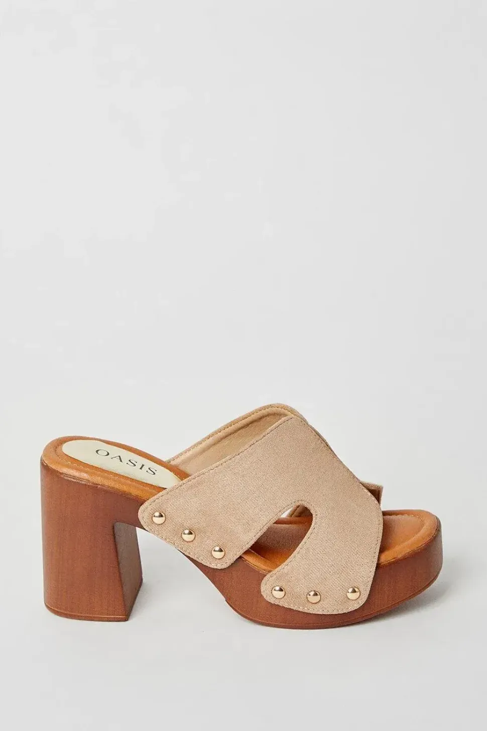 Melanie High Heel Wood Effect Clog Mule Sandals
