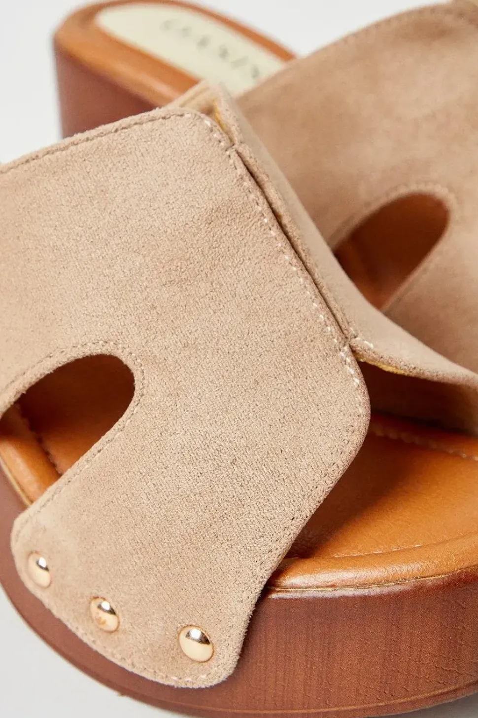Melanie High Heel Wood Effect Clog Mule Sandals