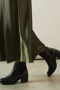 Merida Faux Leather Mid Block Heel Chelsea Ankle Boots