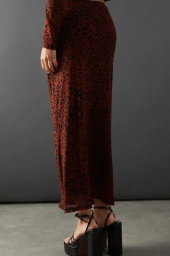 Mesh Bow Detail Midi Skirt