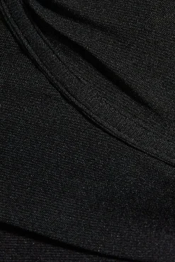 Mesh Double Layer Underbust Strap Detail Halterneck Top