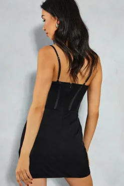 Mesh Halterneck Knot Skirt Corseted Mini Dress