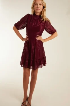 Mesh High Neck Tier Dress