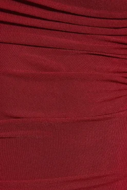 Mesh Ruched Cut Out Detail Wrap Midaxi Dress