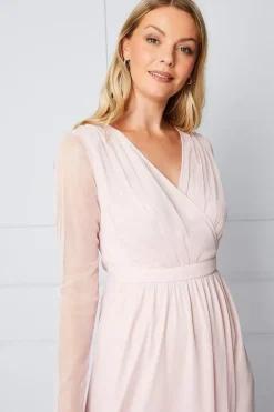 Mesh Ruffle Midi Dress