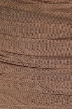 Mesh Sleeveless Cut Out Waist Trim Detail Midaxi Dress