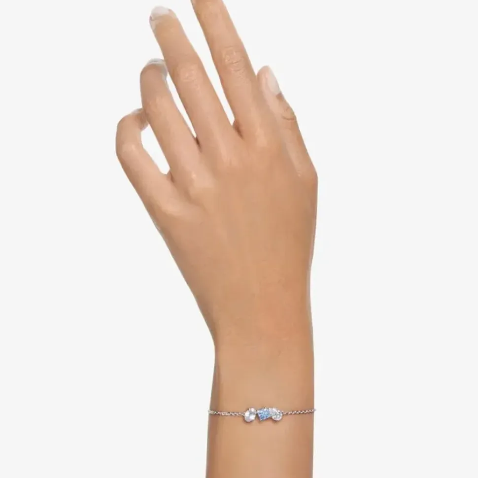 Mesmera Blue Mixed Cuts Rhodium Plated Bracelet 5668359