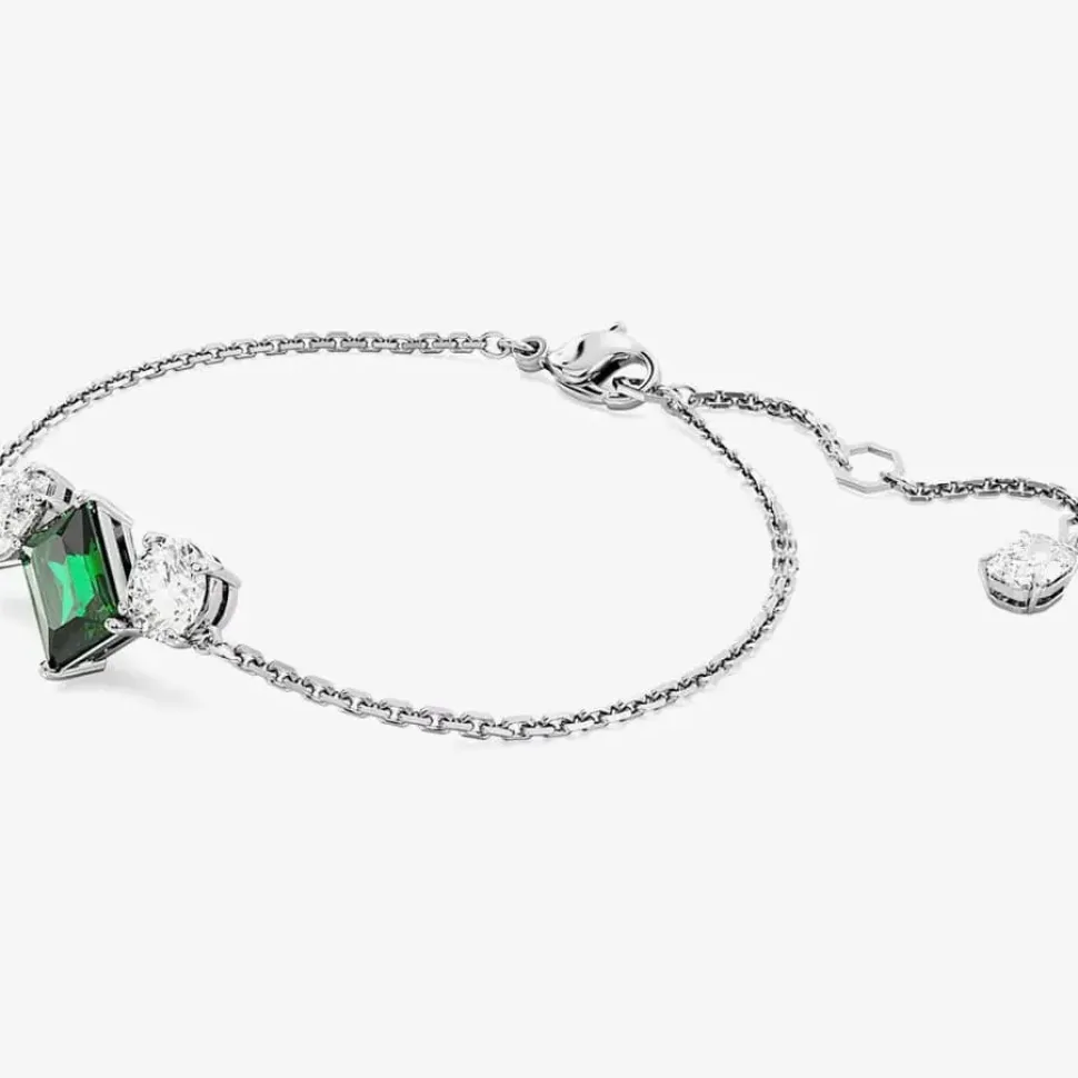 Mesmera Green Mixed Cuts Rhodium Plated Bracelet 5668360 (M)
