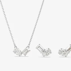 Mesmera Mixed Cuts Rhodium Plated Jewellery Set 5665829