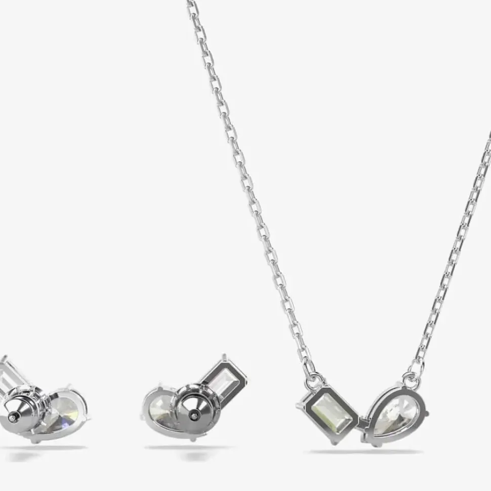 Mesmera Mixed Cuts Rhodium Plated Jewellery Set 5665829