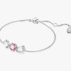 Mesmera Pink Mixed Cuts Rhodium Plated Bracelet 5668361 (M)