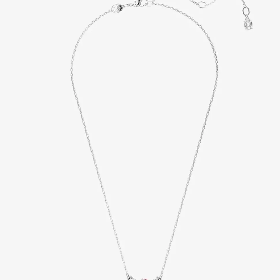Mesmera Pink Mixed Cuts Rhodium Plated Necklace 5668275