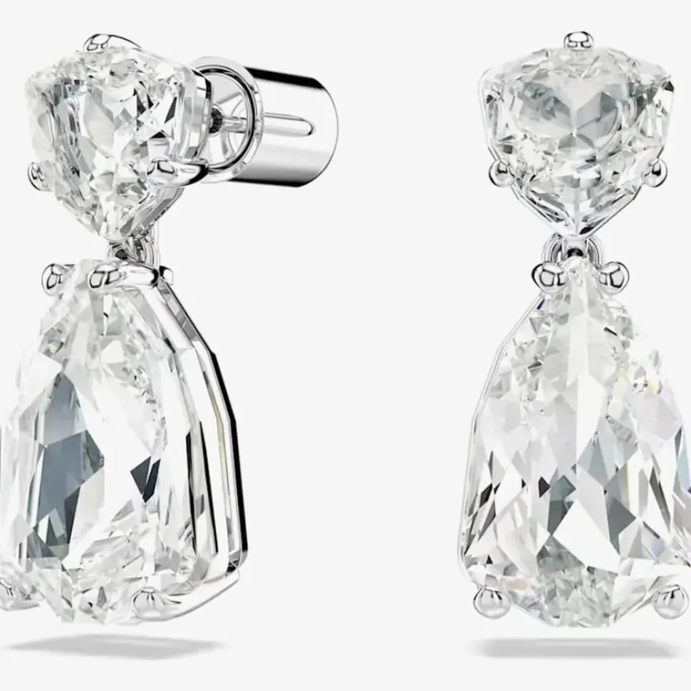 Mesmera White Mixed Cut Rhodium Plated Earrings 5661683