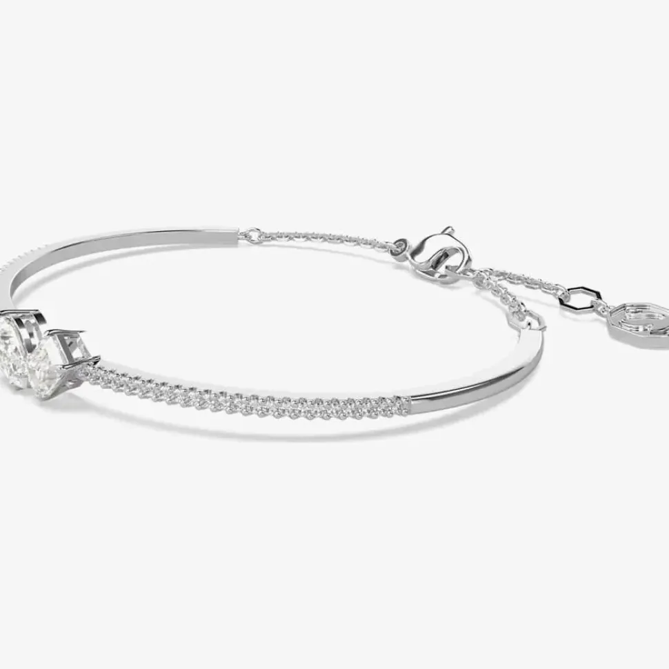 Mesmera White Mixed Cuts Rhodium Plated Bangle 5667253 (M)