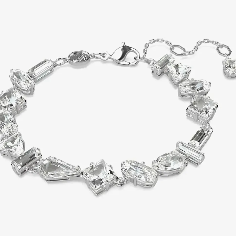 Mesmera White Mixed Cuts Rhodium Plated Bracelet 5661529 (M)