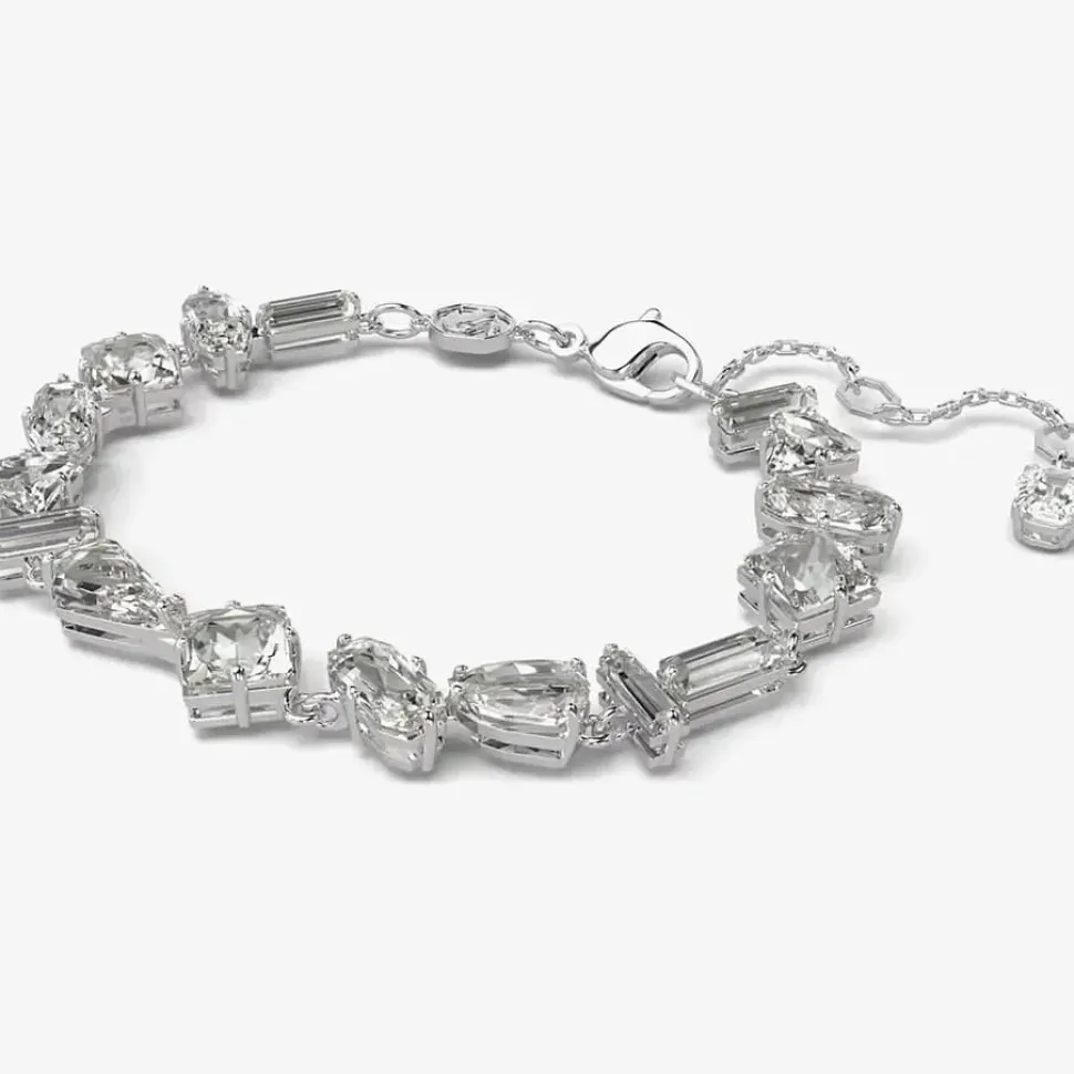 Mesmera White Mixed Cuts Rhodium Plated Bracelet 5661529 (M)
