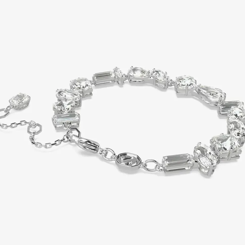Mesmera White Mixed Cuts Rhodium Plated Bracelet 5661529 (M)