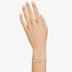 Mesmera White Mixed Cuts Rhodium Plated Bracelet 5661529 (M)