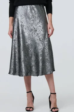 Metallic A-Line Midi Slip Skirt