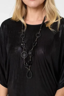 Metallic 3/4 Batwing Sleeve Top