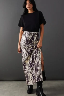 Metallic Chiffon Maxi Skirt