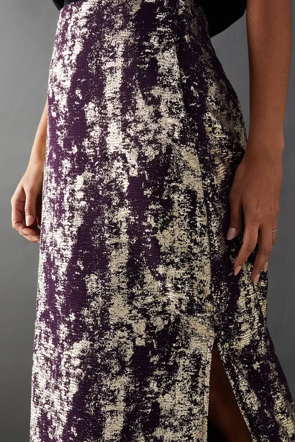 Metallic Chiffon Maxi Skirt