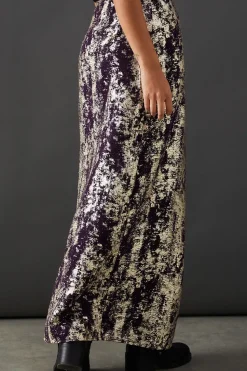 Metallic Chiffon Maxi Skirt