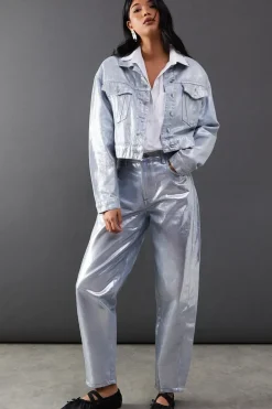 Metallic Denim Boxy Jacket