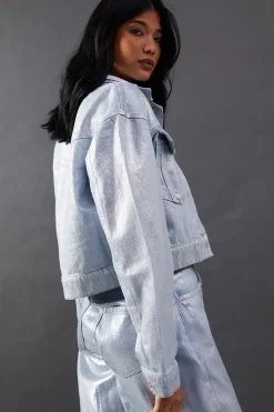 Metallic Denim Boxy Jacket