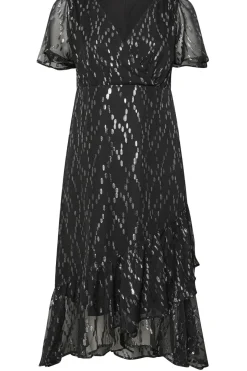 Metallic Dobby Wrap Dress