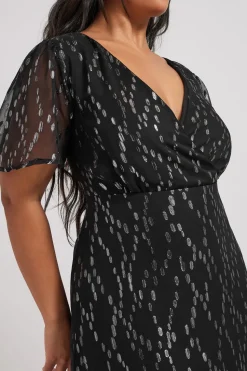 Metallic Dobby Wrap Dress