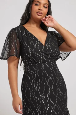Metallic Dobby Wrap Dress