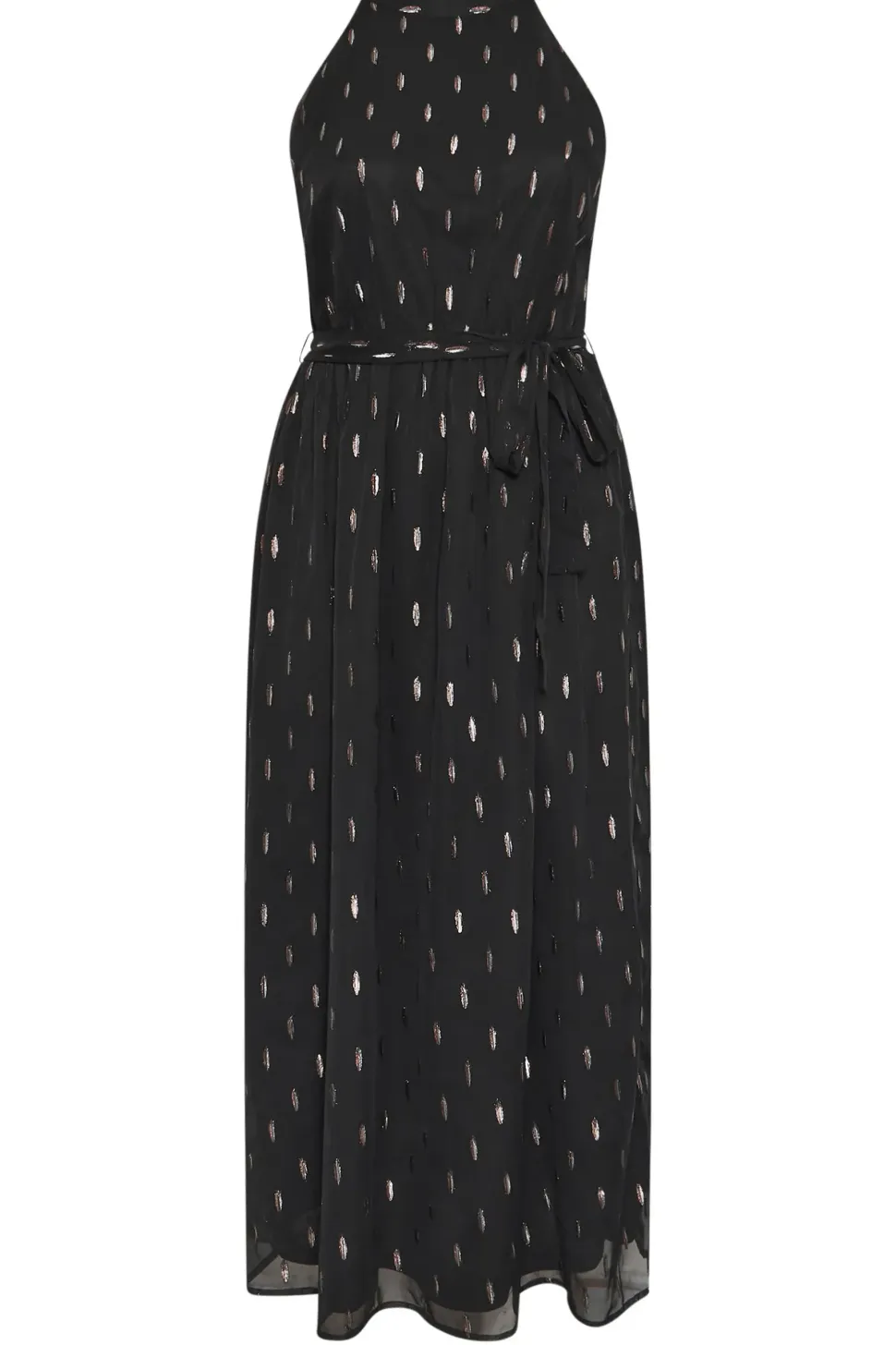 Metallic Halterneck Maxi Dress