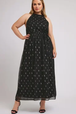 Metallic Halterneck Maxi Dress