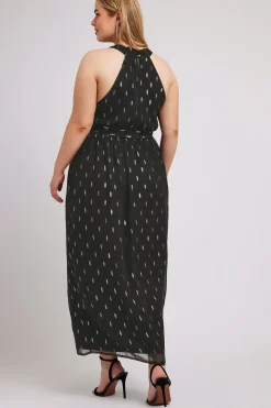 Metallic Halterneck Maxi Dress