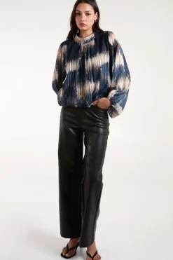 Metallic High Neck Puffball Top