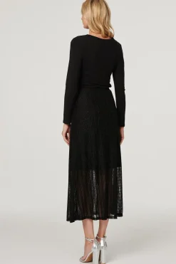 Metallic High Waist Maxi Skirt
