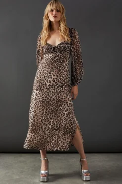 Metallic Jacquard Dobby Cross Front Midi Dress