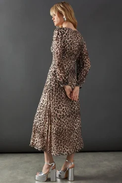 Metallic Jacquard Dobby Cross Front Midi Dress