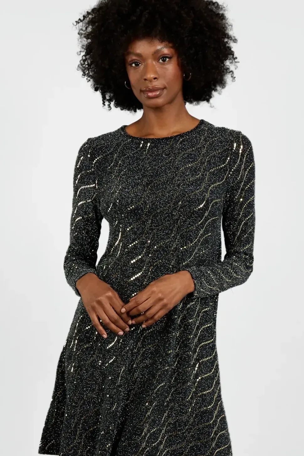 Metallic Mirror Swing Dress