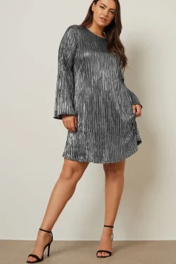 Metallic Plisse Dress