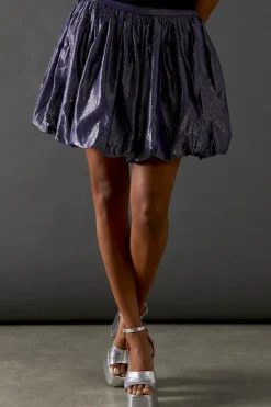 Metallic Puff Ball Mini Skirt