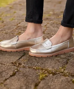 Metallic Suede Leather Loafers with Chunky Sole
