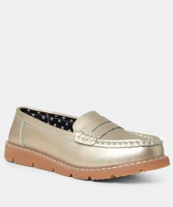 Metallic Suede Leather Loafers with Chunky Sole