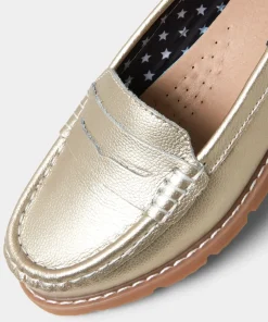Metallic Suede Leather Loafers with Chunky Sole
