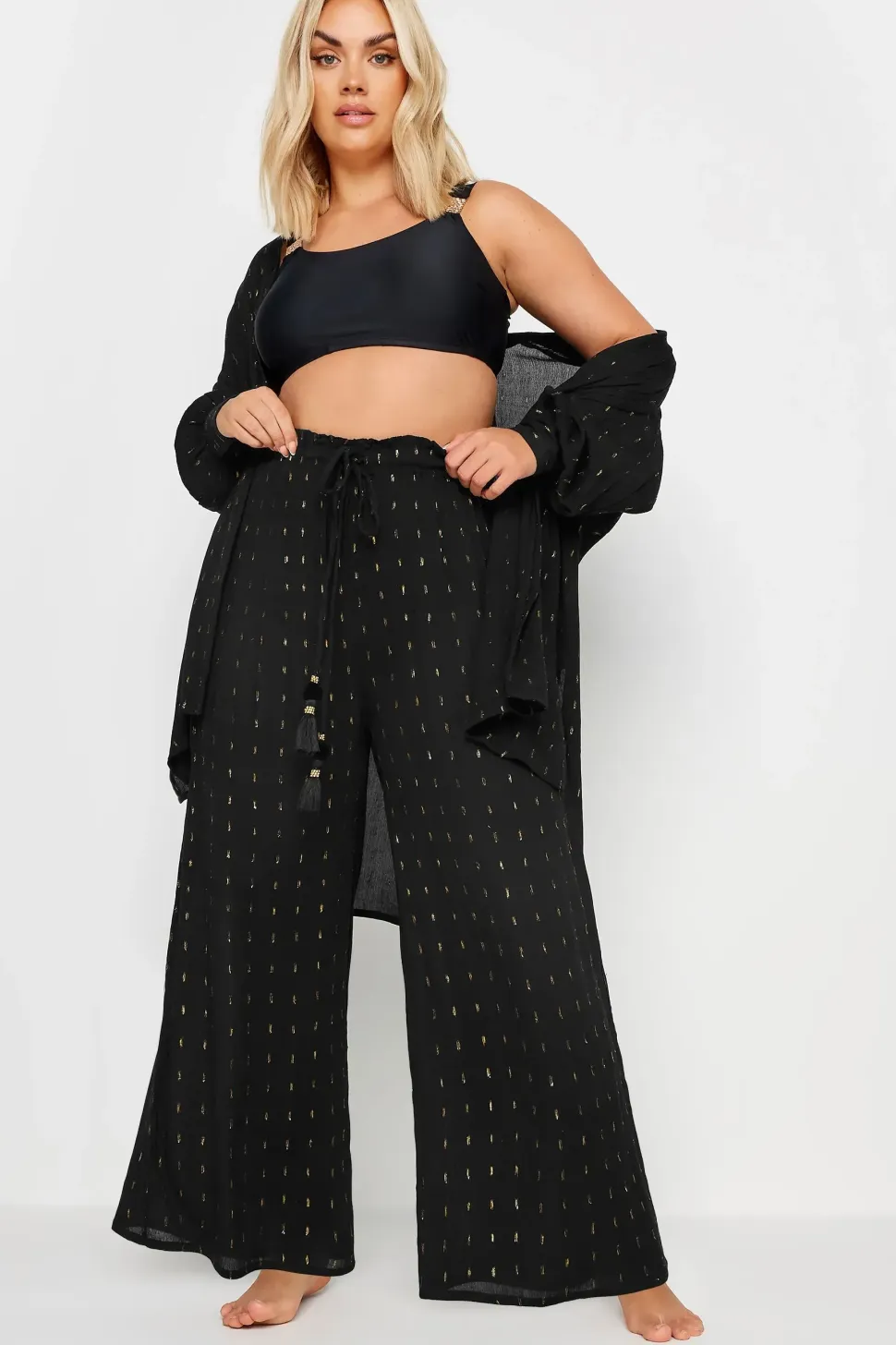 Metallic Tassel Beach Trousers.