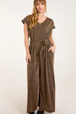 Metallic V Neck Jumpsuit