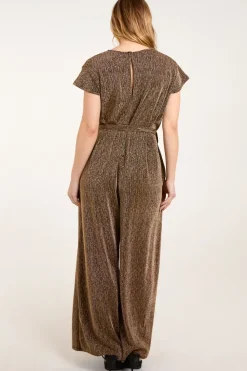 Metallic V Neck Jumpsuit