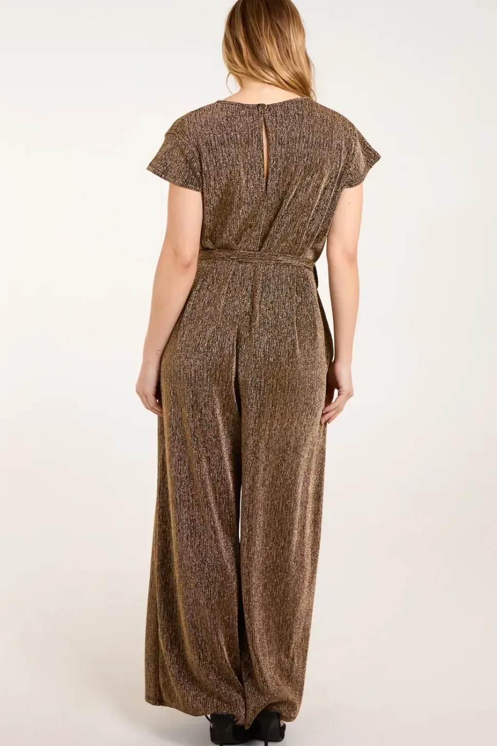 Metallic V Neck Jumpsuit